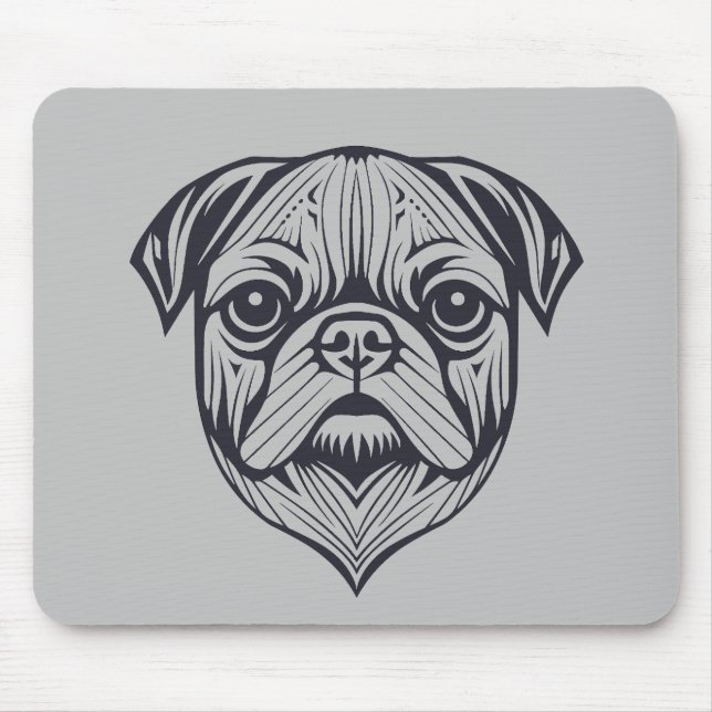 Mops Hunde Tier Welt Furcht Freund Vector Art Mousepad (Vorne)