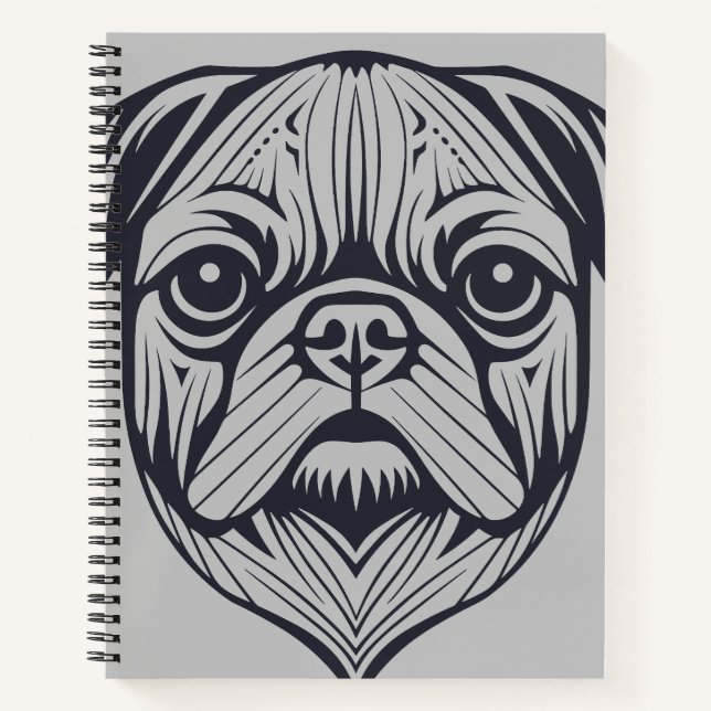 Mops Hunde Tier Welt Furcht Freund Vector Art Notizbuch (Vorderseite)