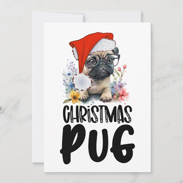 Mops Hunde Weihnachten mit Weihnachtsmannmütze (Von Creator hochgeladen)