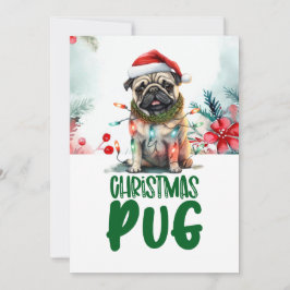 Mops Hunde Weihnachten mit Weihnachtsmannmütze