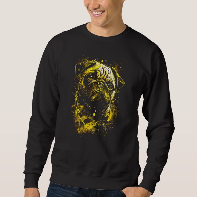 Mops-Hundebesitzer Möpse Hunde Graffiti Gold Stil  Sweatshirt (Vorderseite)