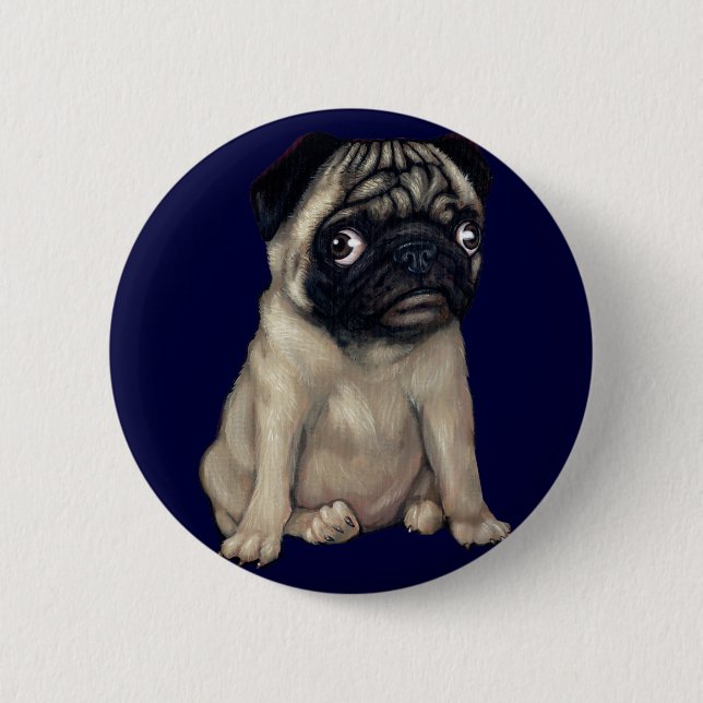 Mops-Hundeknopf Button (Vorderseite)