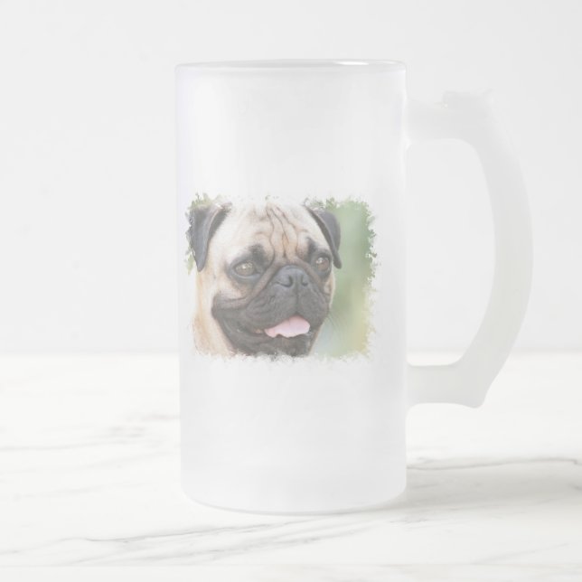 Mops-Hundemattierte Bier-Tasse Mattglas Bierglas (Rechts)