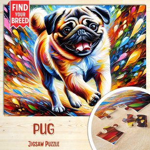 Mops-Hundeporträt Acryl-Kunst-Druck Geschenk für H Puzzle