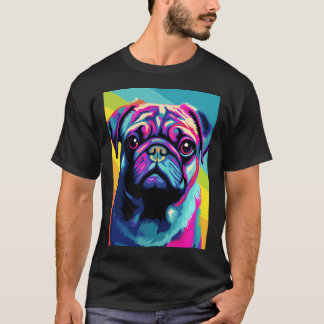 Mops-Hundeporträts Zeichnung. Tier farbenfroh. Tie T-Shirt