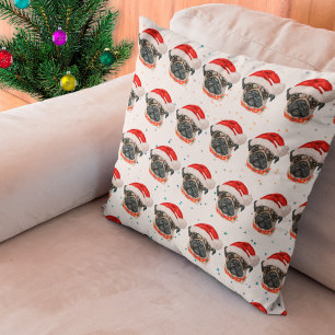 Mops-Hunderasse Weihnachtssterne Kissen