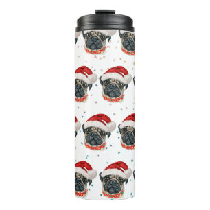Mops-Hunderasse Weihnachtssterne Thermosbecher