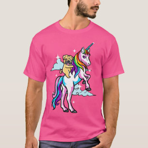 Mops Hundeschlitten Einhorn Magische Niedliche Kre T-Shirt