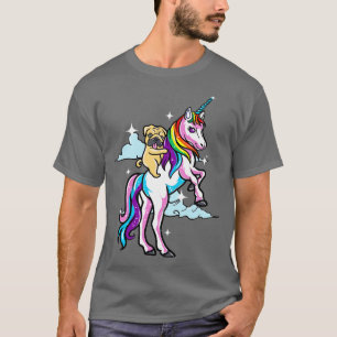 Mops Hundeschlitten Einhorn Magische Niedliche Kre T-Shirt