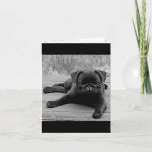 Mops-Hundwelpe Schwarz & Weiß Leere Karte