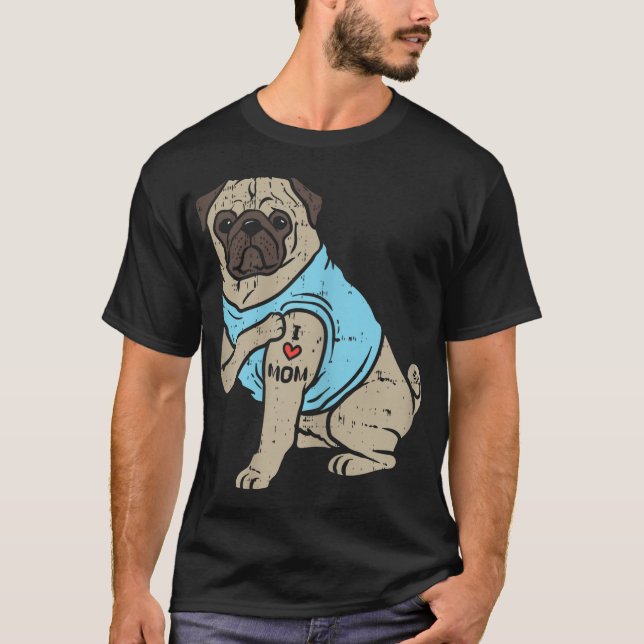 Mops I Liebe Mama Süße Tier Haustier Besitzer Frau T-Shirt (Vorderseite)