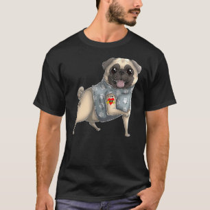 Mops I Liebe Mama Tattoo Hund Muttertag T-Shirt