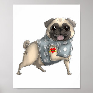 Mops I Liebe Mama Tattoo Hundeshirt Sonnige Mütter Poster