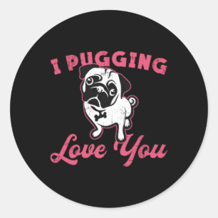 Mops I Puggings Liebe Ihr Hunde Vintag Funny Funny Runder Aufkleber
