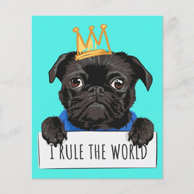Mops I Rule The World Gift, Funny Mops Lover Gesch Flyer (Vorne)
