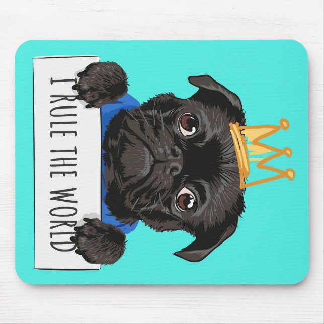 Mops I Rule The World Gift, Funny Mops Lover Gesch Mousepad (Vorne)