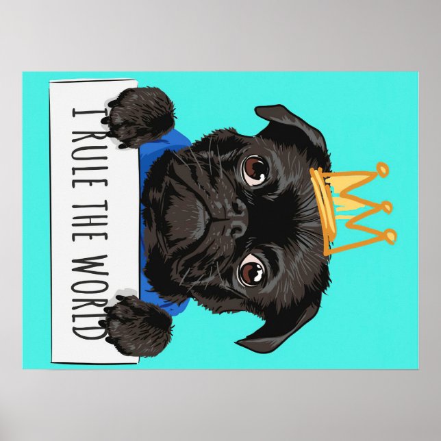 Mops I Rule The World Gift, Funny Mops Lover Gesch Poster (Vorne)