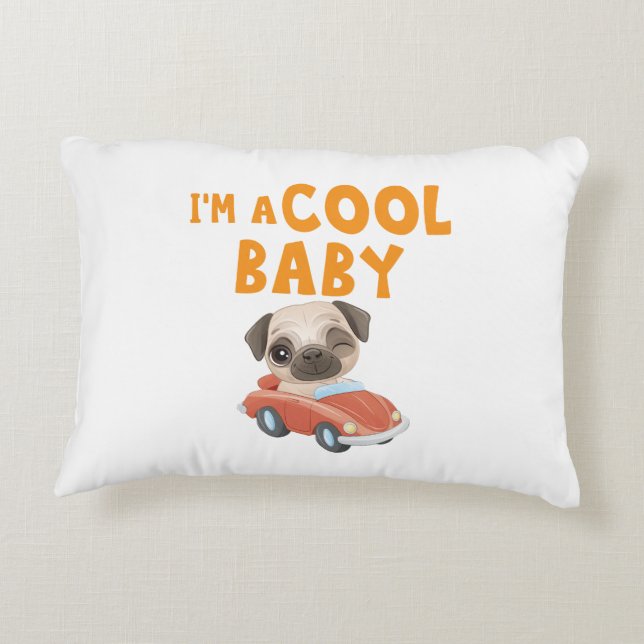 Mops Ich bin ein Cooles Baby Dekokissen (Rückseite)