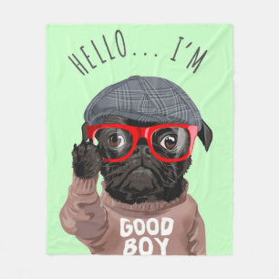 Mops Ich bin ein guter Junge, Mops Lover Geschenk, Fleecedecke