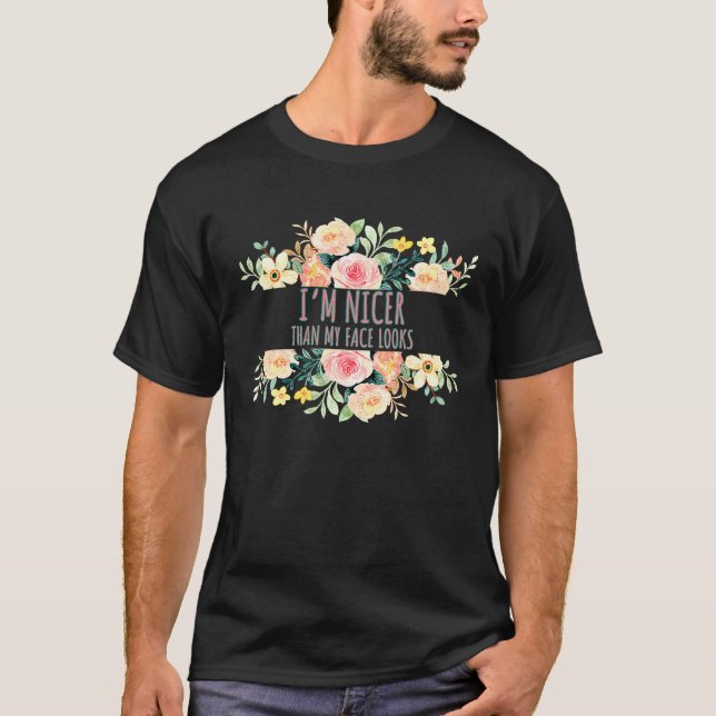 Mops Ich bin netter als mein Gesicht aussieht Sark T-Shirt (Vorderseite)