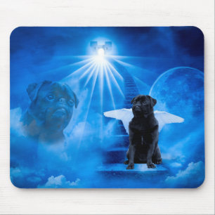 Mops im Himmel als Engel-Beileid Mousepad
