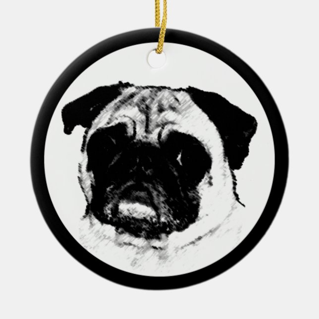 Mops im Kreis Keramikornament (Vorne)