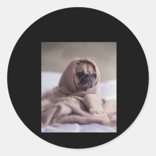 Mops in Blanket Niedlicher Mops Hund Lover Geschen Runder Aufkleber