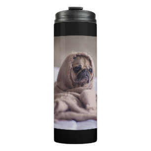Mops in Blanket Niedlicher Mops Hund Lover Geschen Thermosbecher
