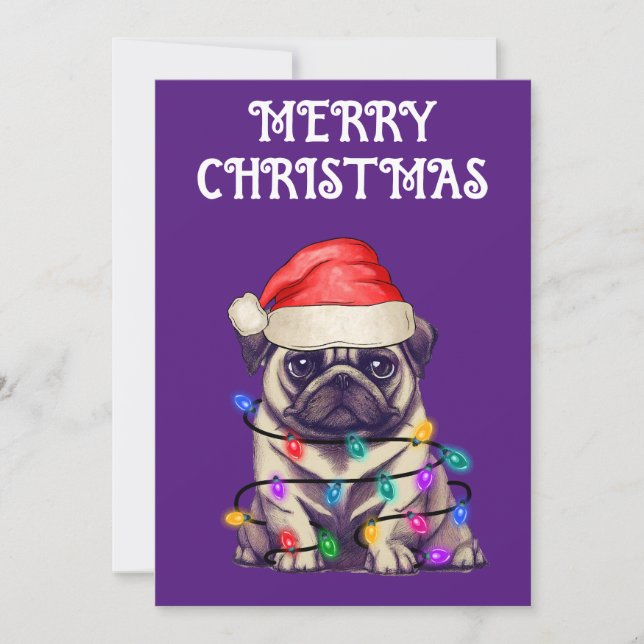 "MOPS IN CHRISTMAS LIGHTS" EINLADUNG (Vorderseite)