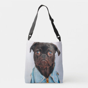 Mops in Denim Jackey Niedlich Adorable Doppy Puppy Tragetaschen Mit Langen Trägern