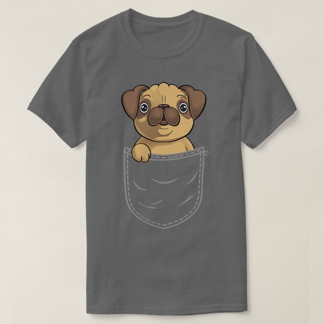 Mops in der Brusttasche Mops Tasche T-Shirt (Design vorne)