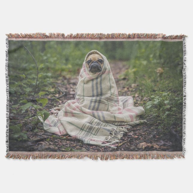 Mops in einer Decke (Vorderseite)