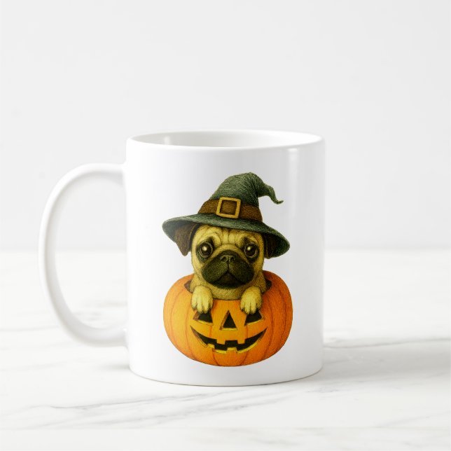 Mops in Pumpkin Kaffeetasse (Links)