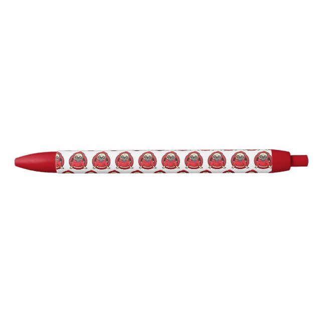 Mops in roter Kapuzenjacke Kugelschreiber (Vorderseite)