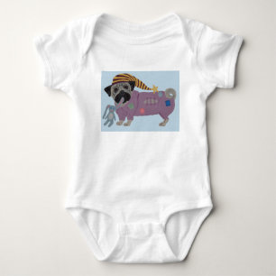 Mops in Schlafanzug Baby Strampler