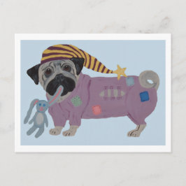 Mops in Schlafanzug Postkarte