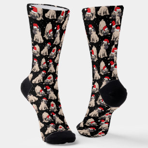 Mops in Weihnachtsmannmützen Weihnachtsmuster Socken