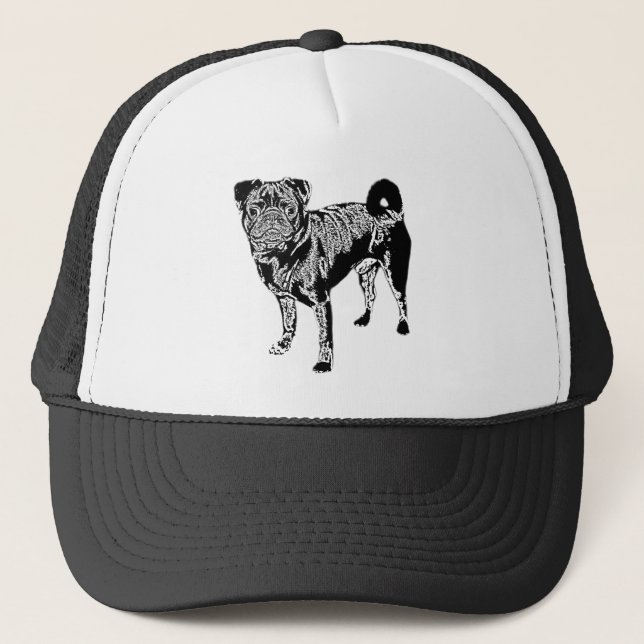 Mops Jack monochrom Truckerkappe (Vorderseite)