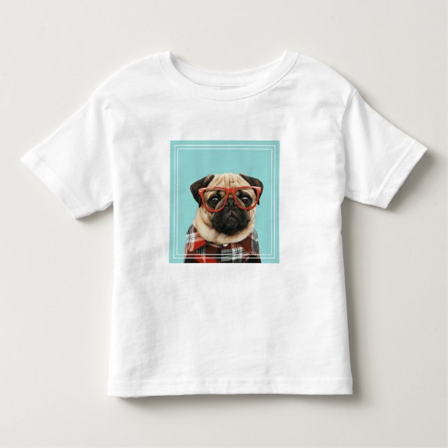 Mops Kariert Shirt (Vorderseite)