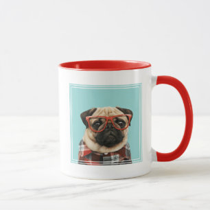 Mops Kariert Shirt Tasse