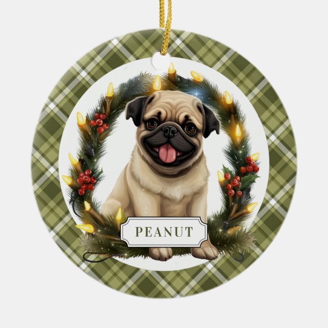 Mops Keramik Circle Ornament (Vorne)