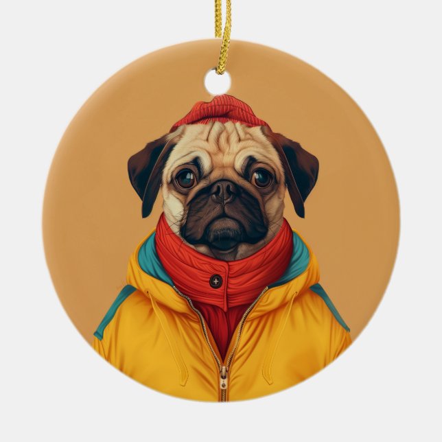 Mops Keramik Ornament (Vorne)