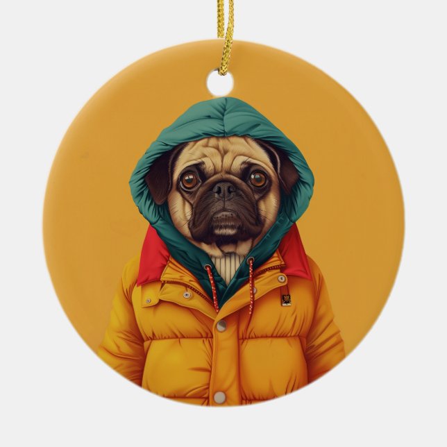 Mops Keramik Ornament (Vorne)