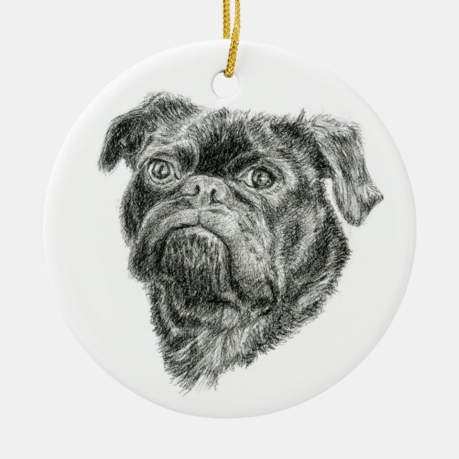 Mops Keramik Ornament (Vorne)