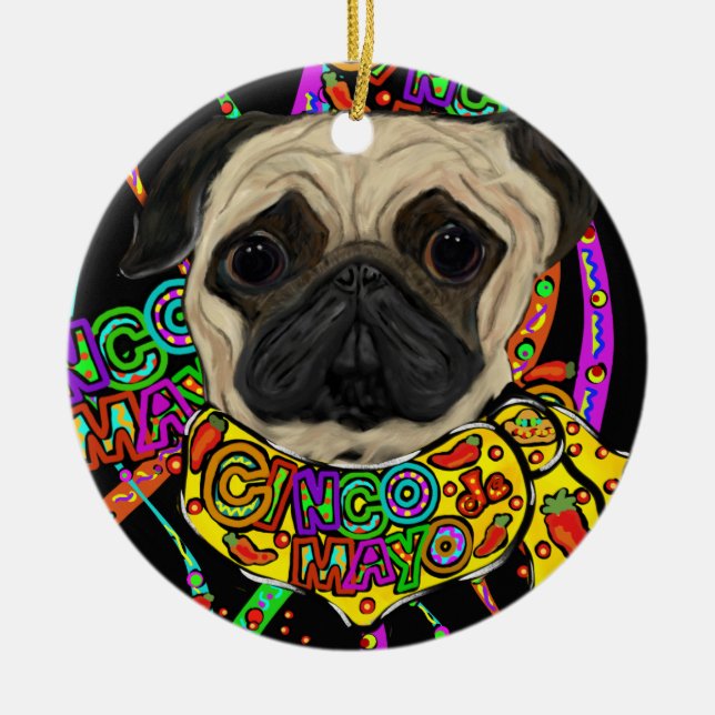 Mops Keramik Ornament (Vorne)