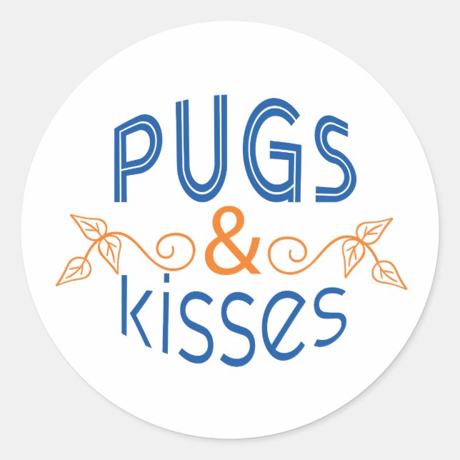 Mops & Kisses Round Stickers (Vorderseite)