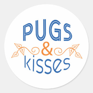 Mops & Kisses Round Stickers