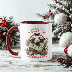 Mops & Kisses Weihnachtsfrauen Kaffee Tasse