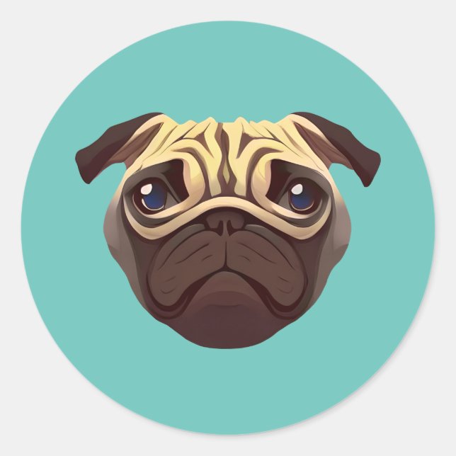 Mops Klassischer Rundaufkleber Runder Aufkleber (Vorderseite)