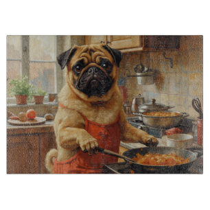 Mops-Kocherei in der Küche Schneidebrett